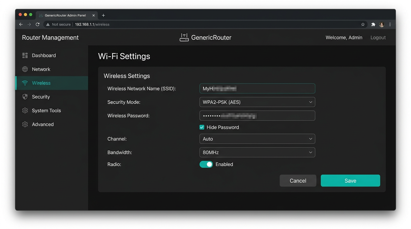 تنظیمات Wi‑Fi پس از فعال کردن VPN در روتر (تصویر).
